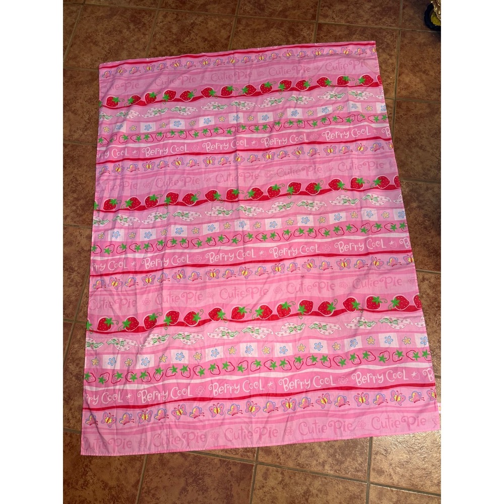 Vintage Strawberry‎ Shortcake Twin Sheet Set Pink Berry Cool Cutie Pie 2 Piece